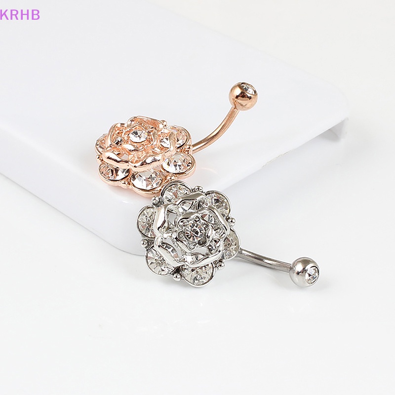 Khuyên Rốn Bằng Thép Không Gỉ Hình Hoa Đính Đá Quyến Rũ Cho Nữ Mới