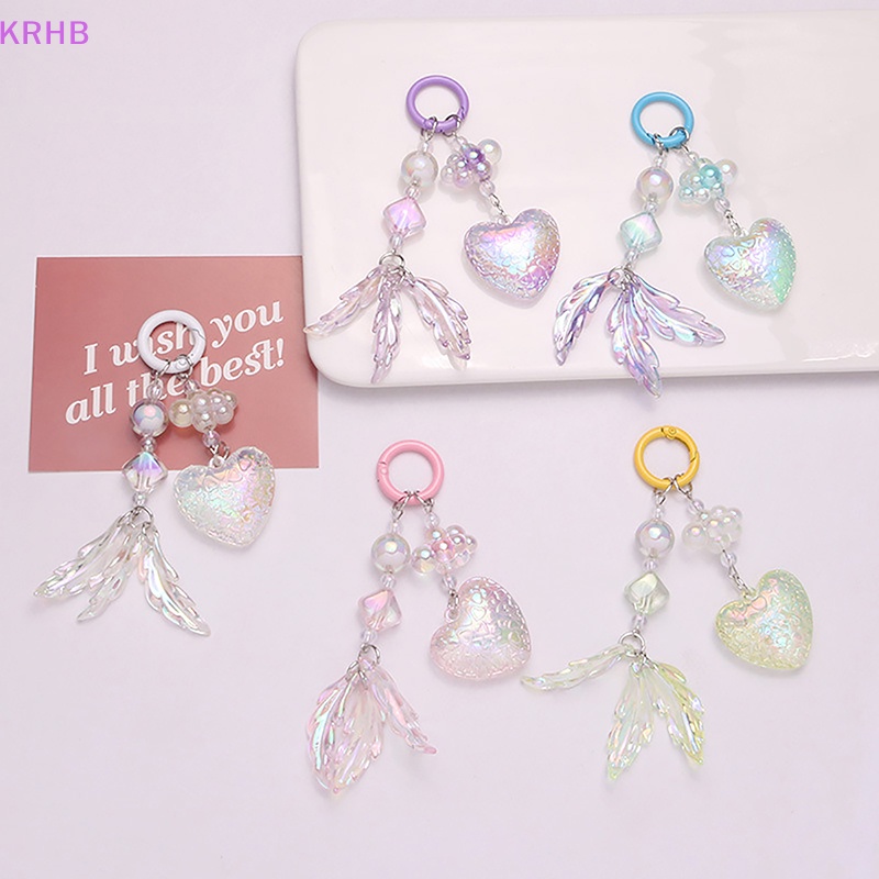 Móc Khóa Hình Trái Tim / Lá Nhiều Màu Phong Cách Hàn Quốc Dành Cho Nữ Mới