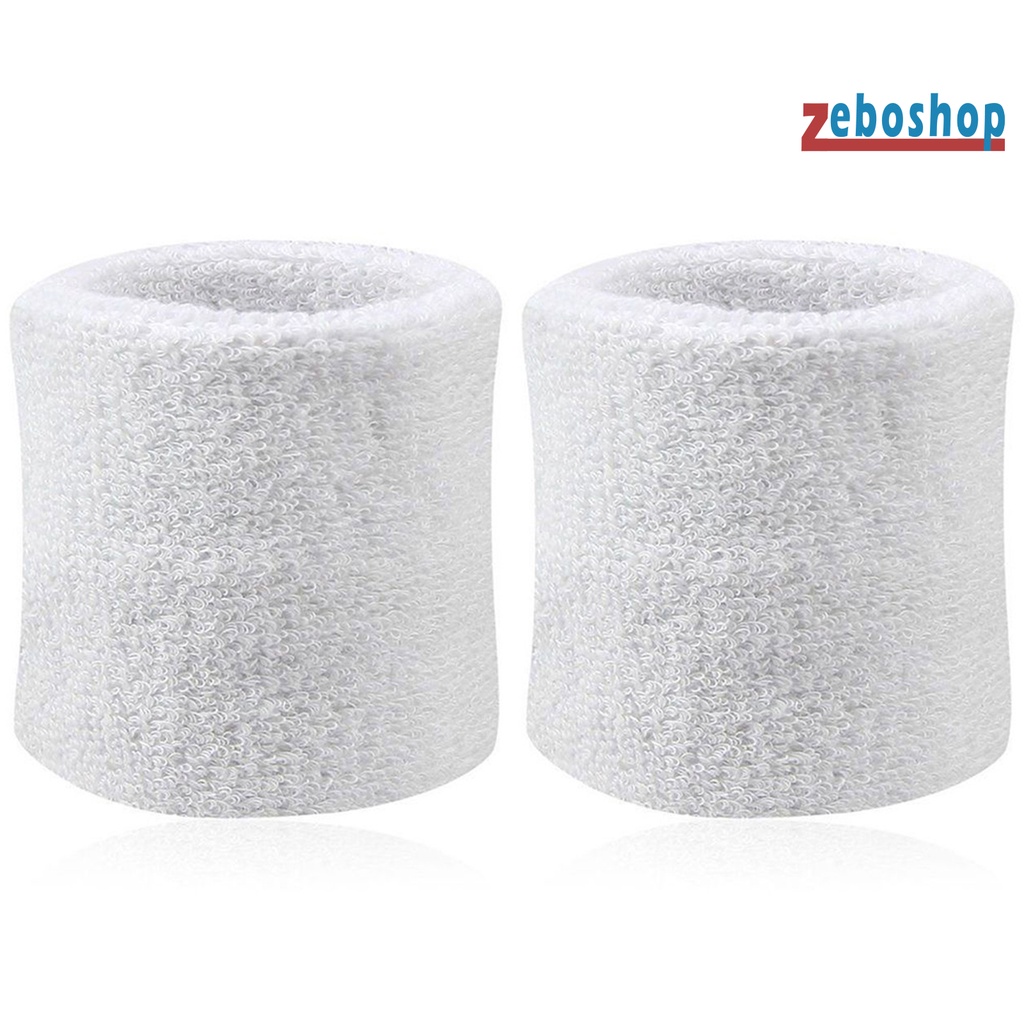 Set 2 Băng Đeo Cổ Tay Thể Thao Bằng Cotton Thấm Hút Mồ Hôi Thoáng Khí Màu Sắc Trơn Dành Cho Tennis