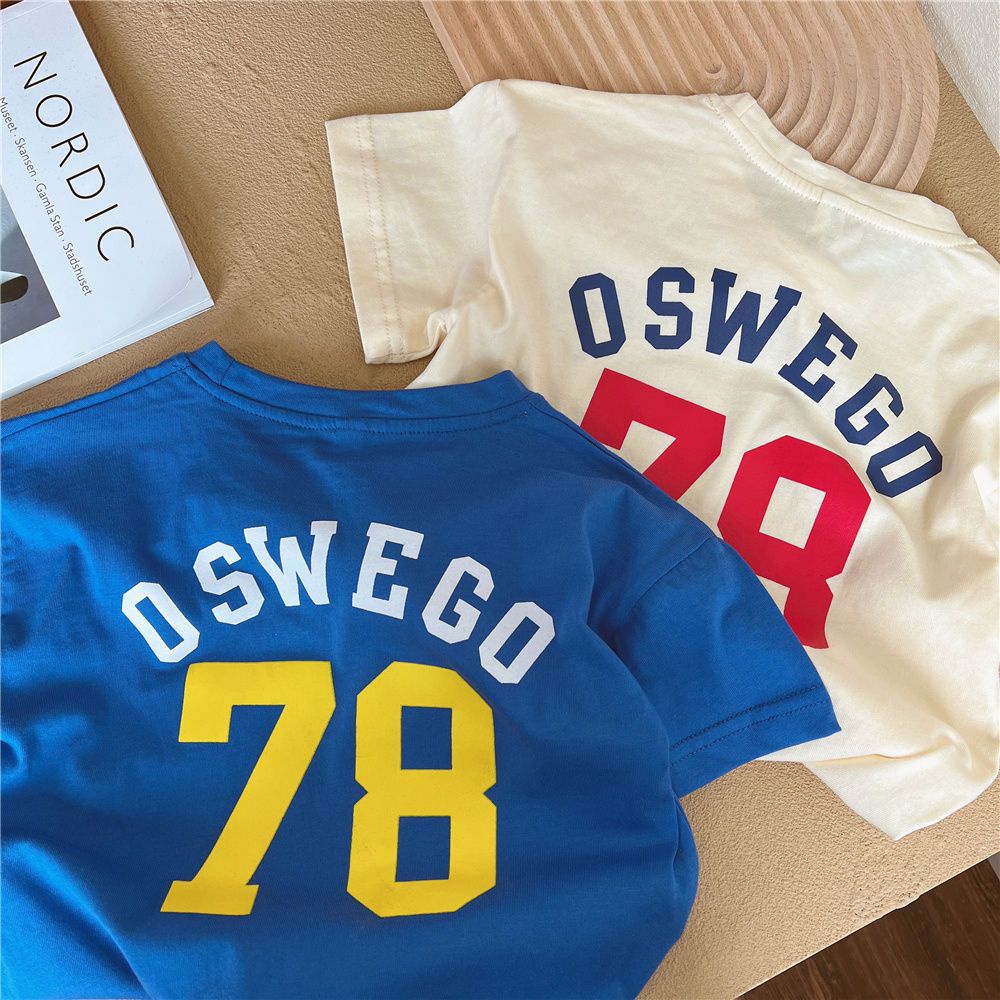 Áo Thun Tay Ngắn In Chữ Và Họa Tiết Hoạt Hình Cho Bé Trai