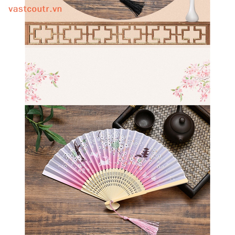 Quạt Gấp Cầm Tay Họa Tiết Hoa Phong Cách Trung Quốc Dùng Làm Đạo Cụ Chụp Ảnh