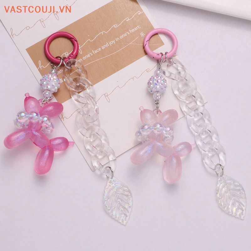 Móc Khóa Hình Chú Chó Và Lá Cây Dễ Thương Xinh Xắn