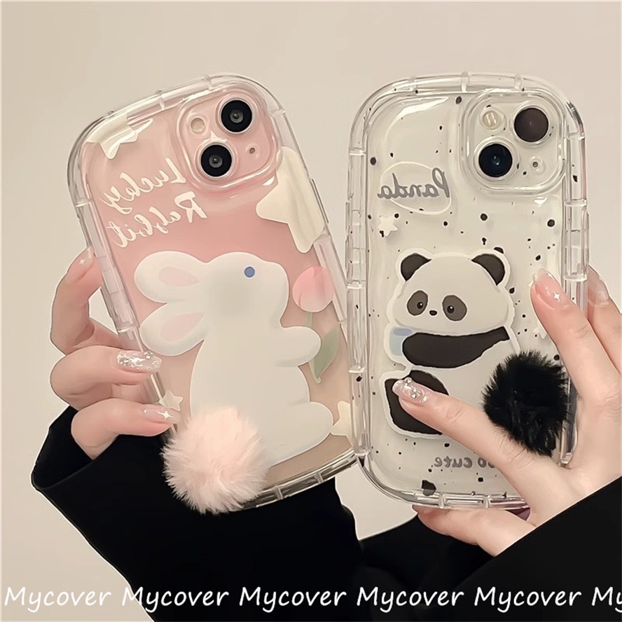 Ốp Điện Thoại Silicone Mềm Chống Sốc In Hình Thỏ / Gấu Trúc 3D Cho iPhone 11 12 13 14 Pro Max X Xr Xs 8 7 6 Plus SE 2020