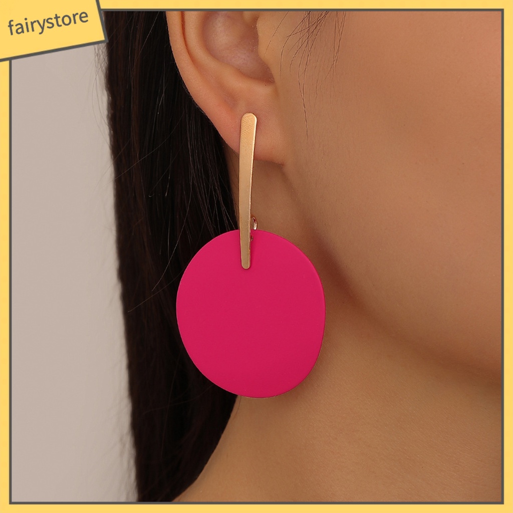 [FRO] 1 Đôi Bông Tai Hình Giọt Nước Lớn Bằng Kim Loại Sơn Hình Học Cá Tính Làm Quà Tặng Cho Nữ