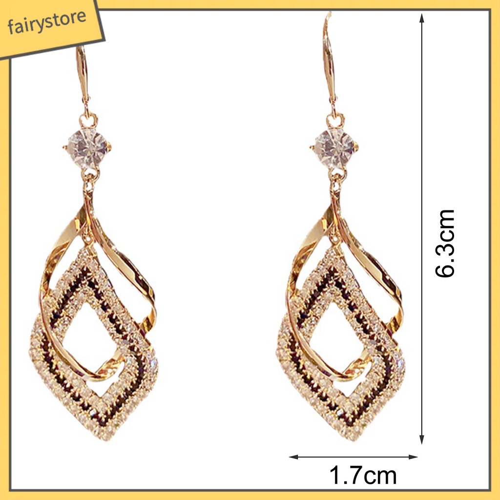 1 Đôi Bông Tai Hình Học Rỗng Đính Đá Sáng Bóng Phong Cách Vintage Dành Cho Nữ