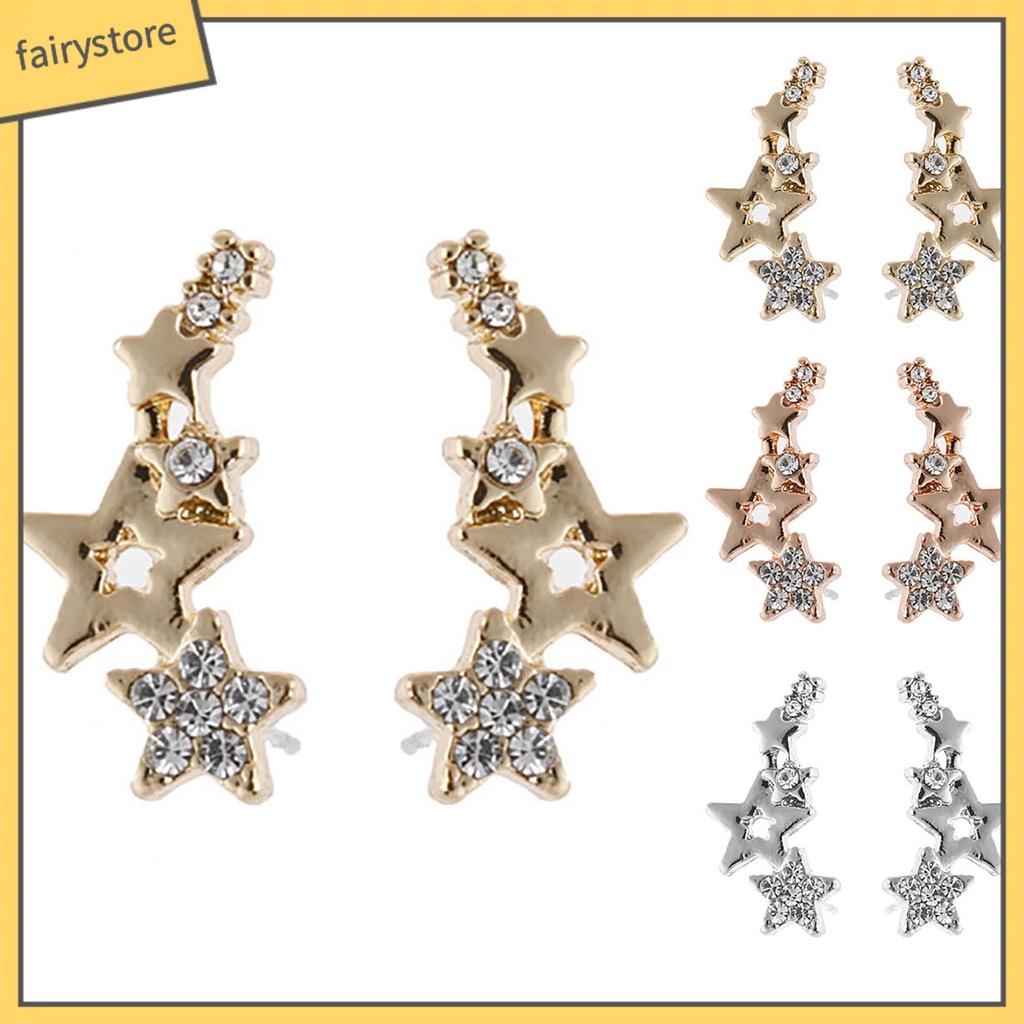 1 Đôi Bông Tai Hình Ngôi Sao Đính Đá Lấp Lánh Dành Cho Nữ