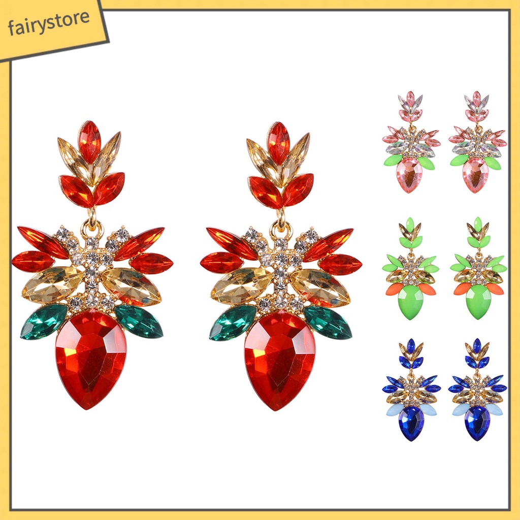 1 Đôi Khuyên Tai Đính Đá Thời Trang Cho Nữ