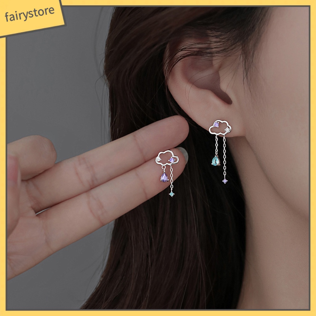 [FRO] 1 Đôi Bông Tai Hình Đám Mây Lấp Lánh Không Gây Dị Ứng Hợp Kim Thời Trang Cho Nữ