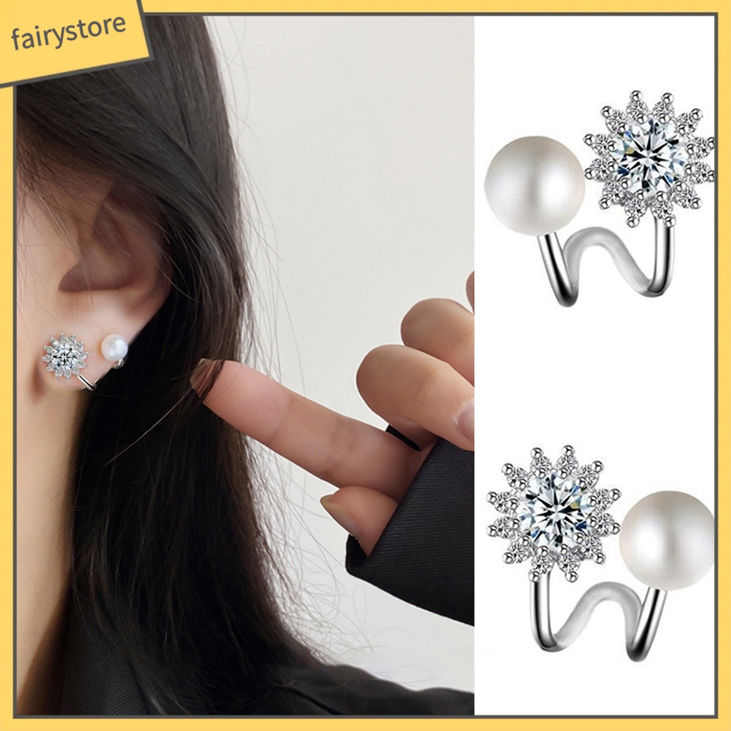 1 Đôi Bông Tai Hoa Hướng Dương Đính Đá Zircon Thời Trang