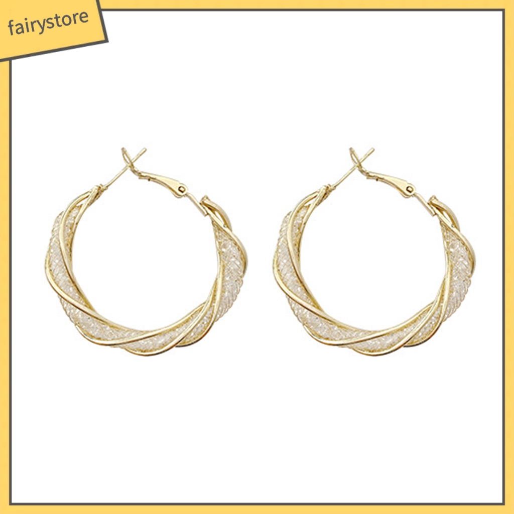 1 Đôi Khuyên Tai Kim Loại Tròn Xoắn Thời Trang