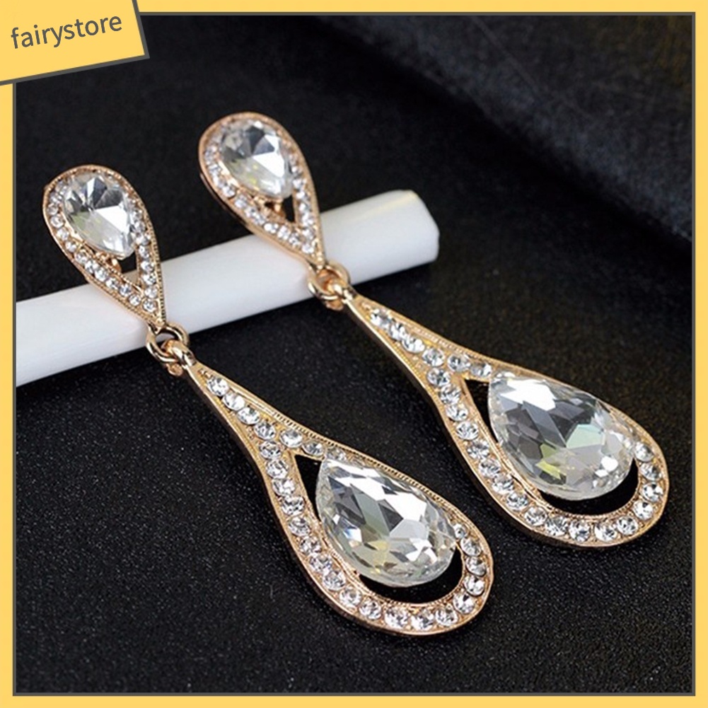 Bông Tai Hình Giọt Nước Đính Đá Giả Thời Trang Dành Cho Nữ