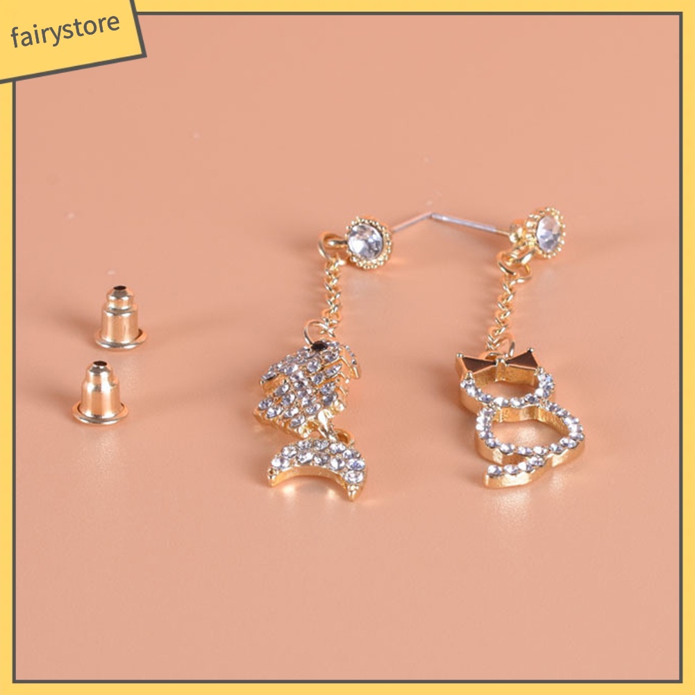 Bông Tai Dáng Dài Hình Xương Cá / Mèo Thời Trang Dự Tiệc Cho Nữ