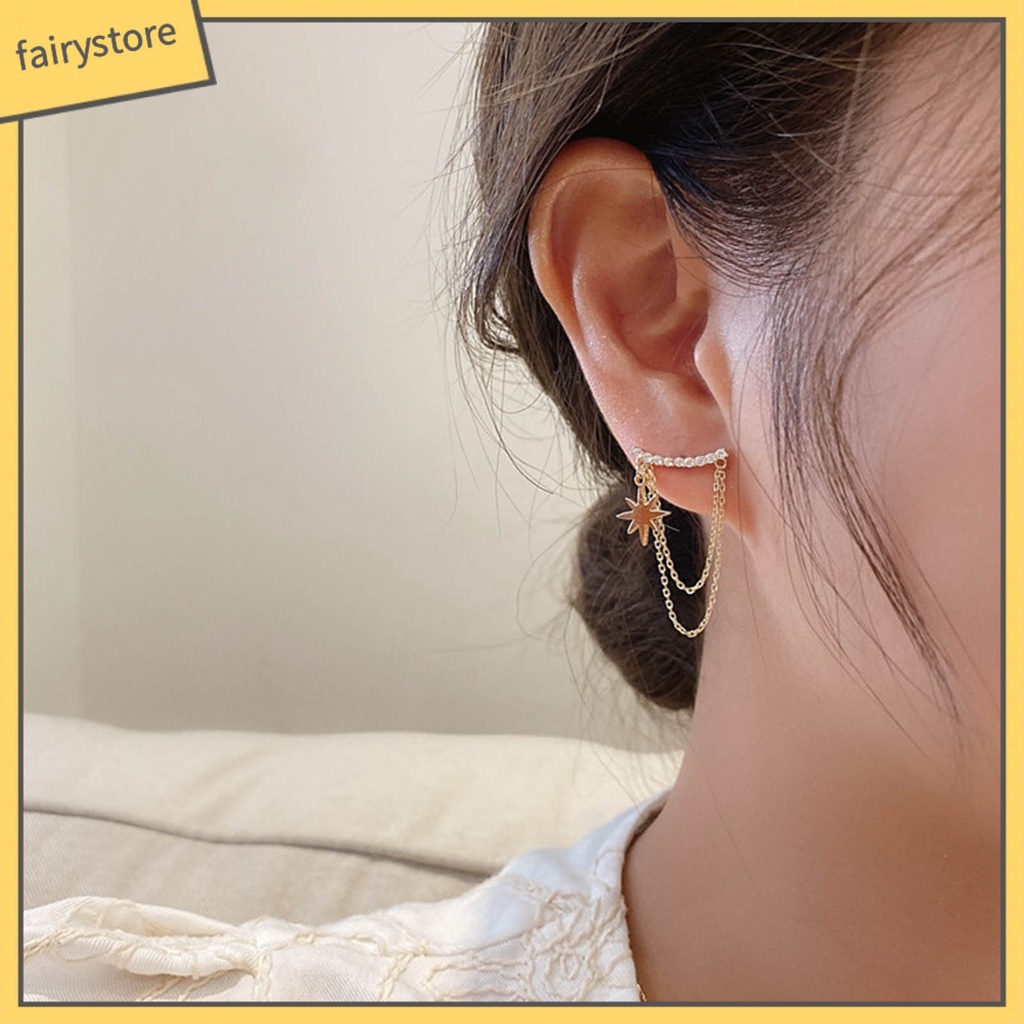 1 Cặp Bông Tai Tua Rua Đính Đá Lấp Lánh Cho Nữ