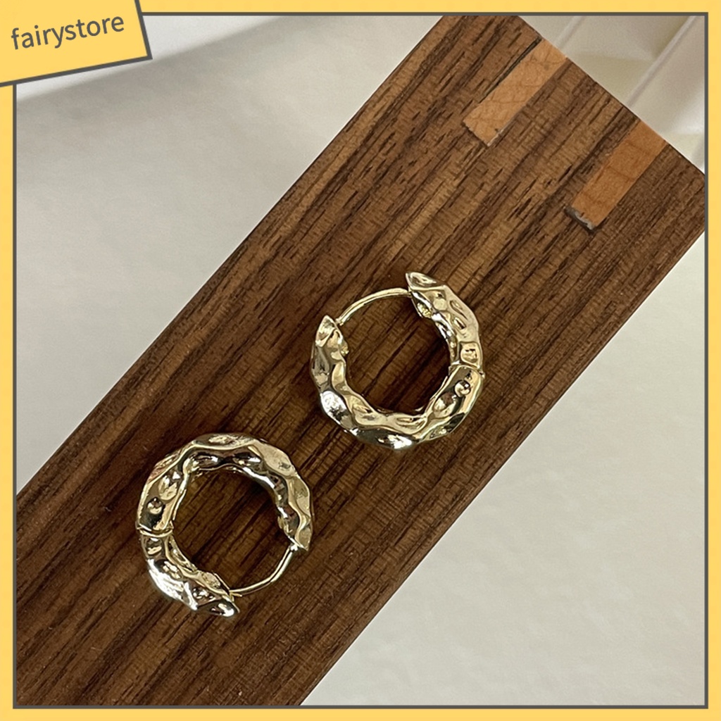 1 Đôi Bông Tai Hình Tròn Bằng Kim Loại Phong Cách Vintage Dành Cho Nữ
