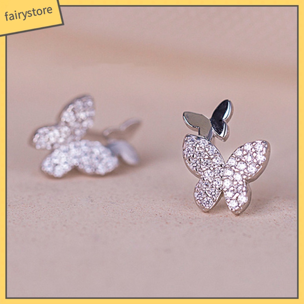 Bông Tai Dạng Kẹp Hình Bướm Lấp Lánh Cho Nữ