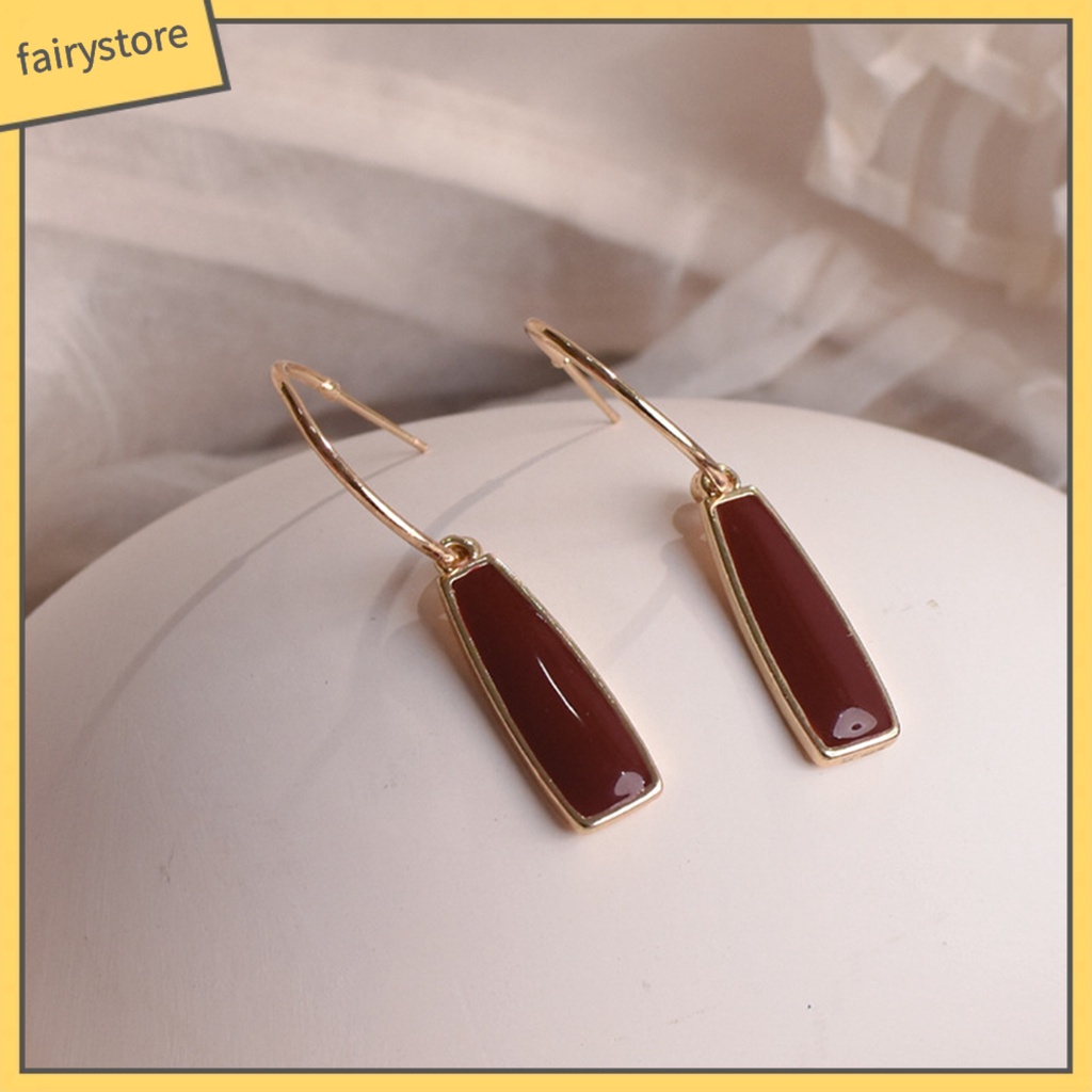 1 Đôi Bông Tai Hình Học Dáng Dài Mạ Bóng Cao Thời Trang Cho Nữ