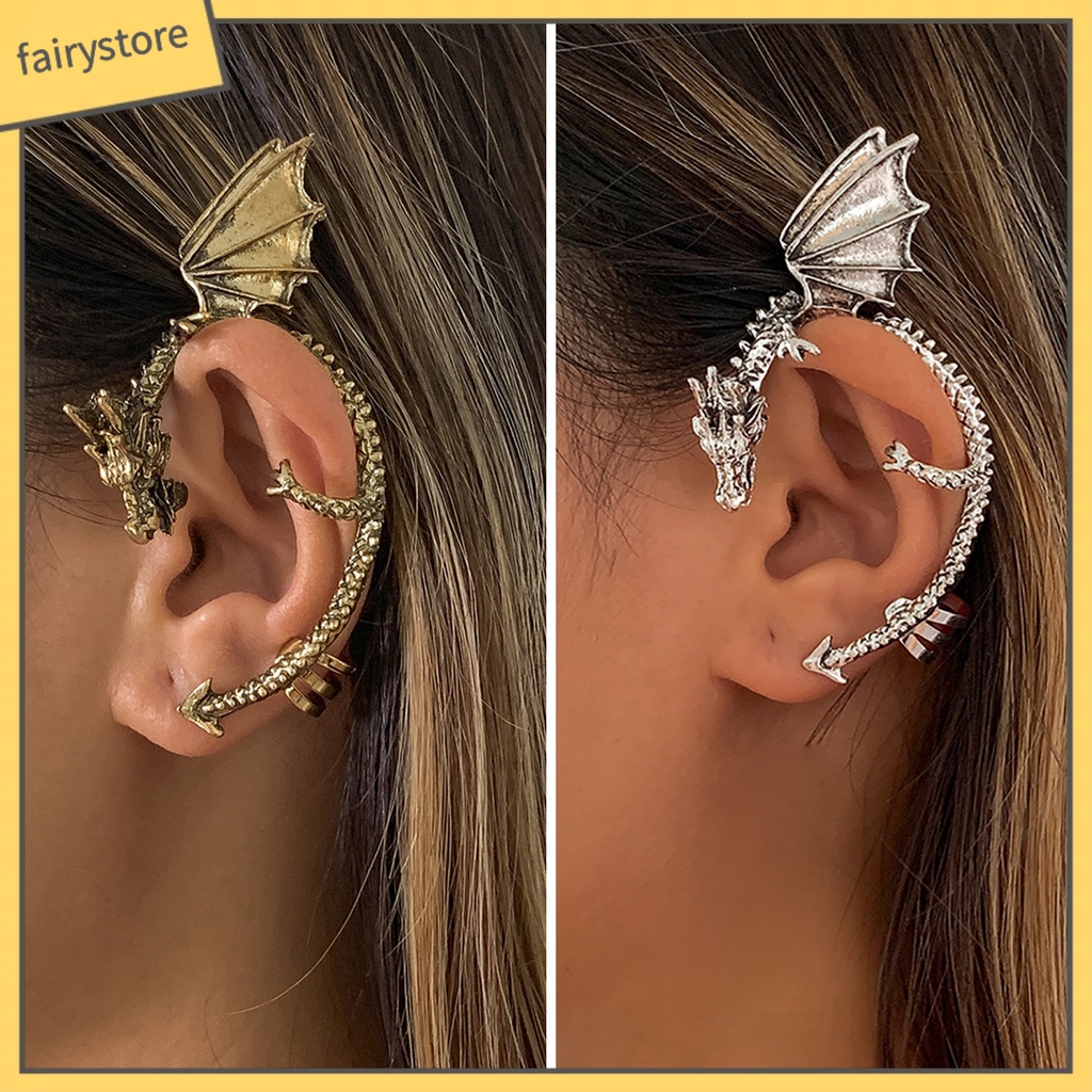 1 Khuyên Kẹp Vành Tai Hình Rồng Phong Cách Hip Hop Gothic Punk Thời Trang
