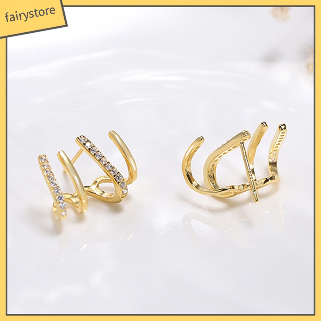 1 Đôi Bông Tai Móng Vuốt Đính Đá Lấp Lánh Thời Trang Dự Tiệc