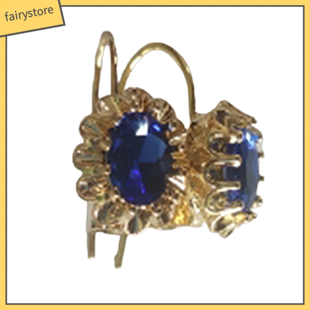 1 Đôi Bông Tai Hình Oval Đính Kim Cương Giả Thời Trang