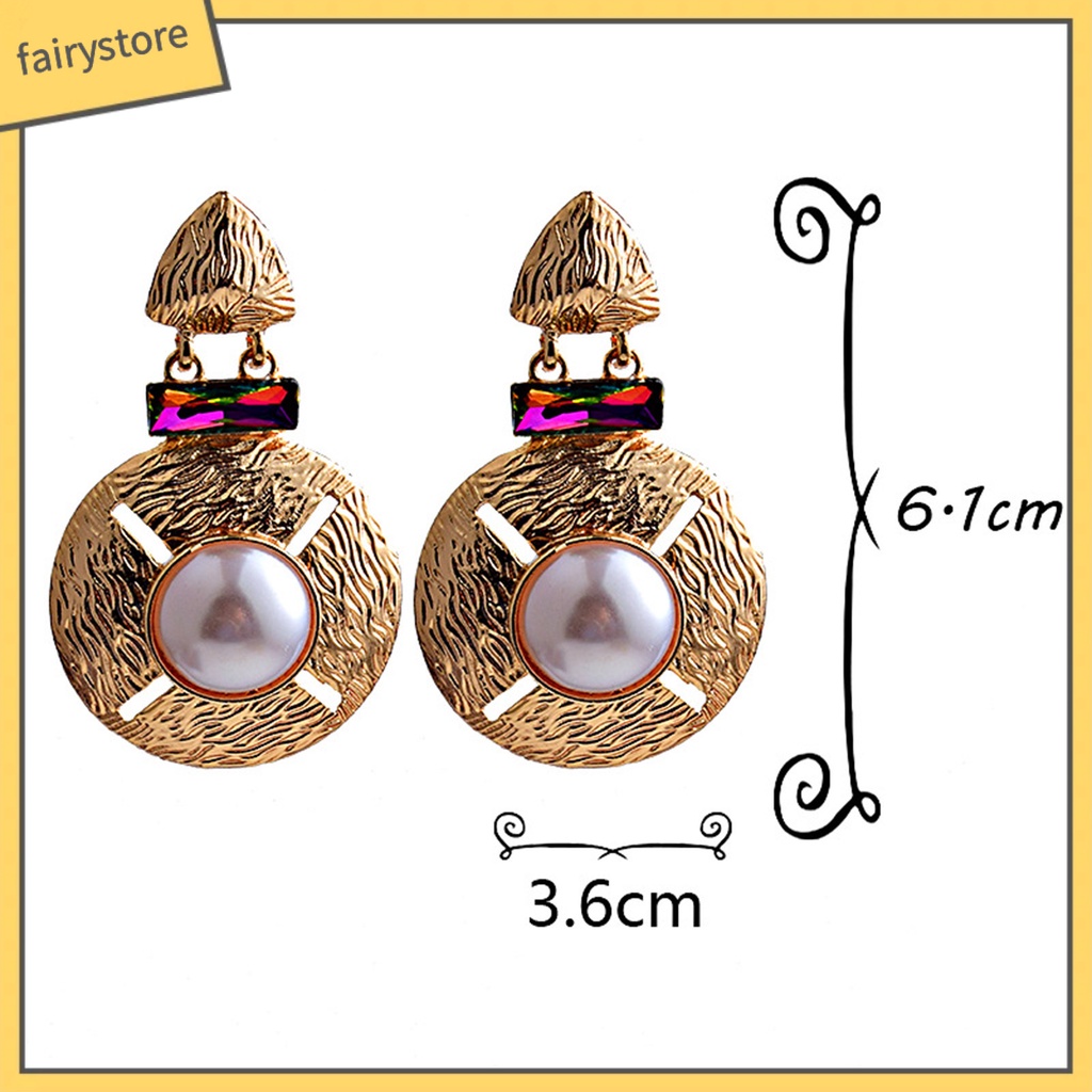 1 Cặp Bông Tai Tròn Đính Ngọc Trai Giả Bằng Hợp Kim Dễ Phối Đồ