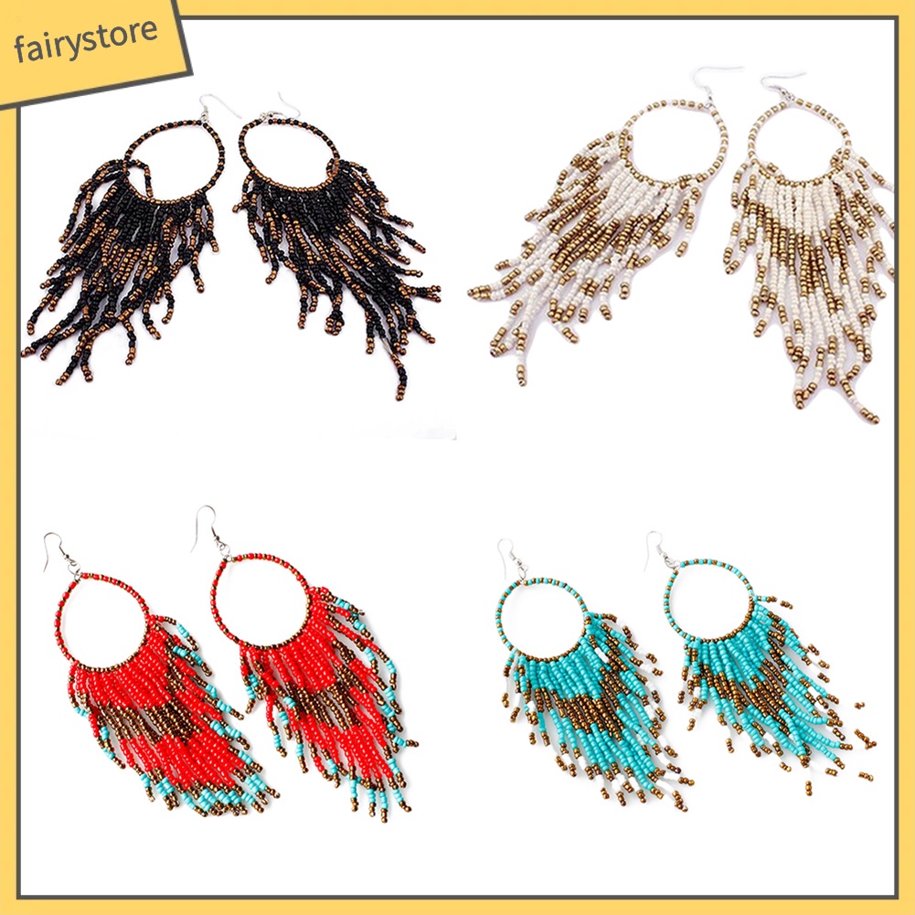 Bông Tai Tua Rua Dáng Dài Phong Cách Boho Thời Trang