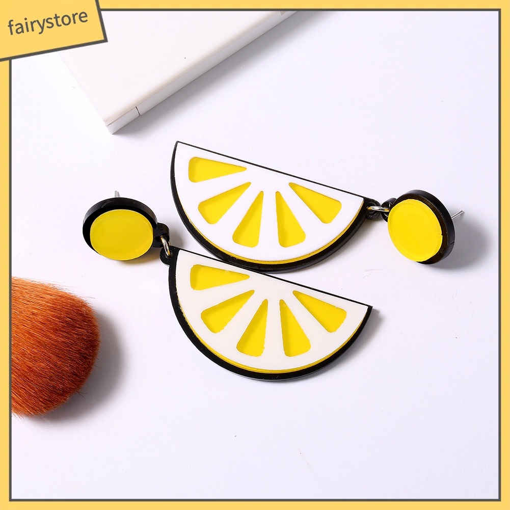 Khuyên Tai Acrylic Hình Lát Chanh Hoạt Hình Thời Trang Cho Nữ