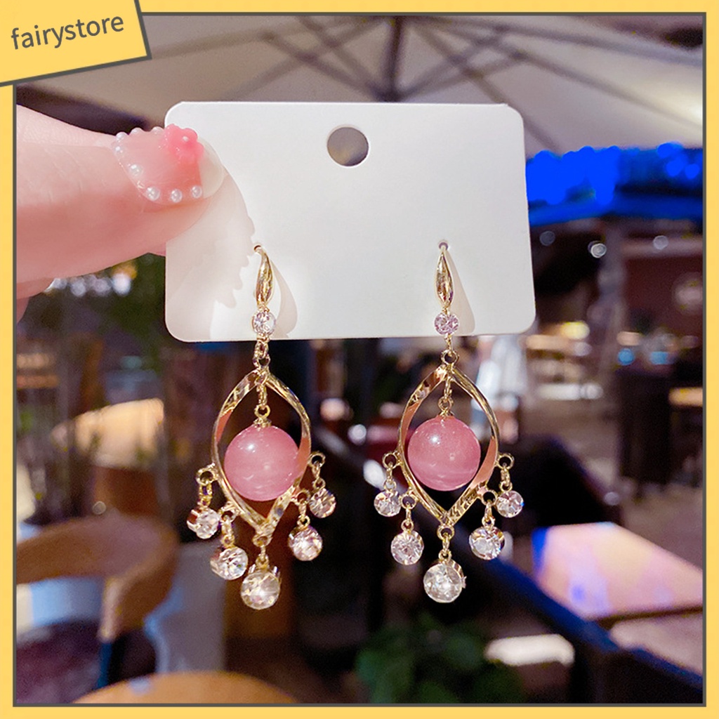 1 Đôi Bông Tai Dáng Dài Hình Học Thắt Nơ Phong Cách Hàn Quốc Thời Trang Dành Cho Nữ