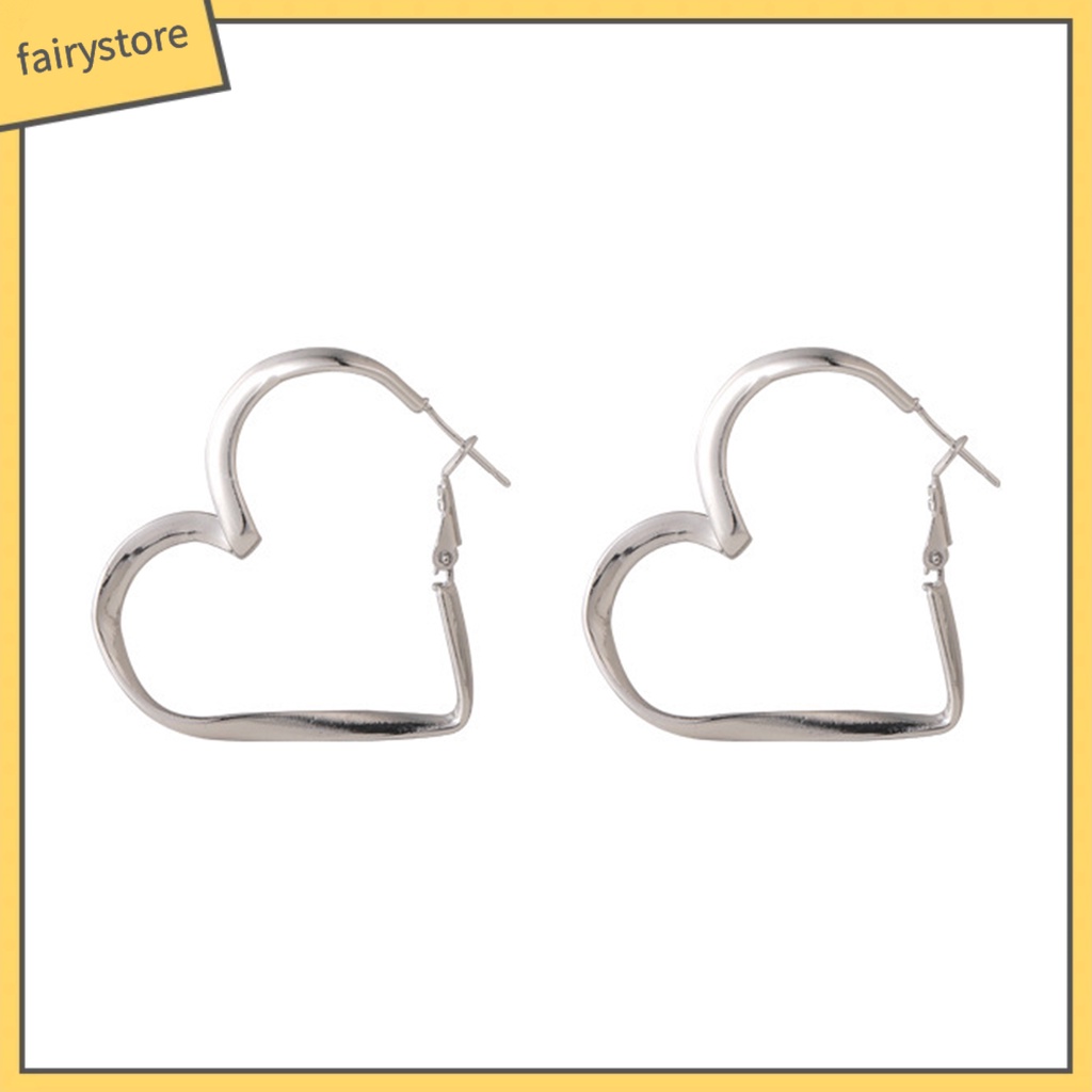 1 Đôi Bông Tai Hình Tròn / Trái Tim Thời Trang Quyến Rũ Cho Nữ