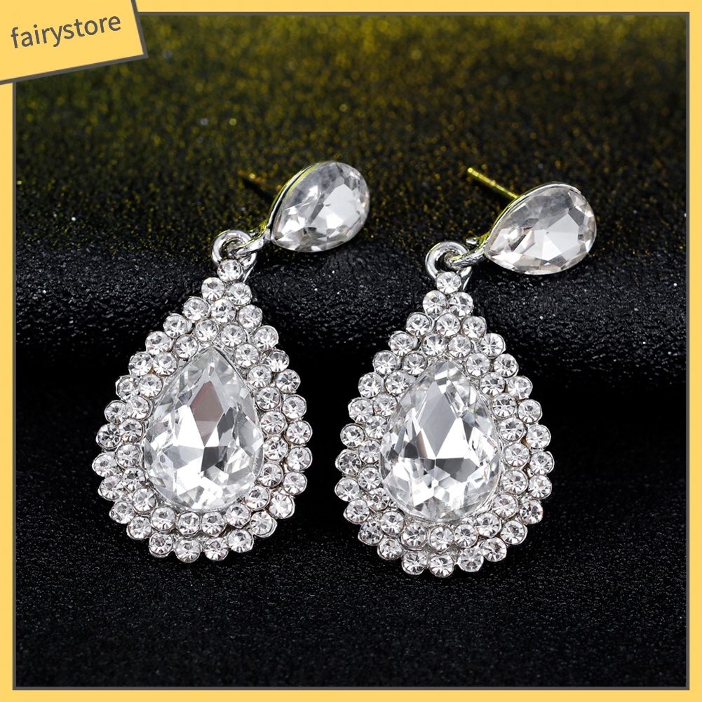 Bông Tai Hình Giọt Nước Đính Đá Sang Trọng Dành Cho Nữ