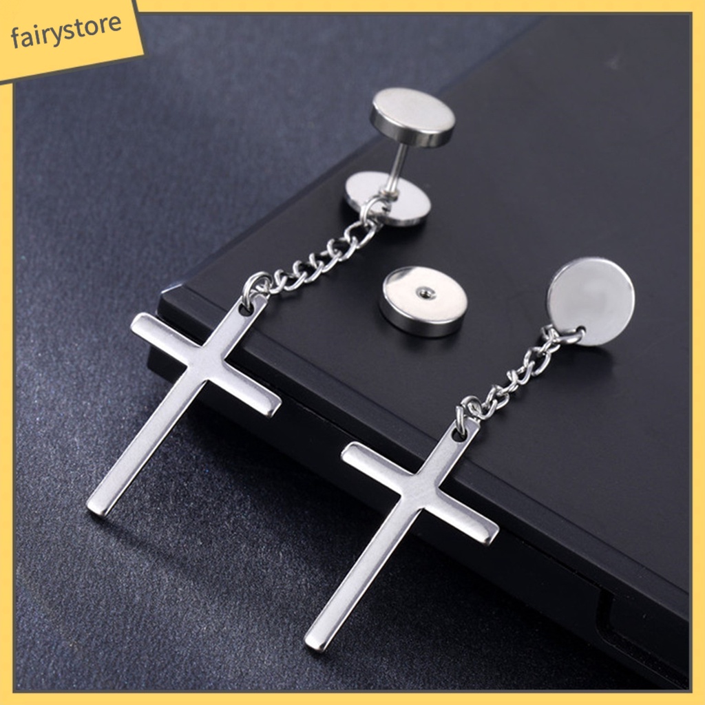 1 Khuyên Tai Lủng Lẳng Hình Học Mạ Điện Đơn Giản Phong Cách Hip Hop Cho Nam Nữ Mặc Hàng Ngày