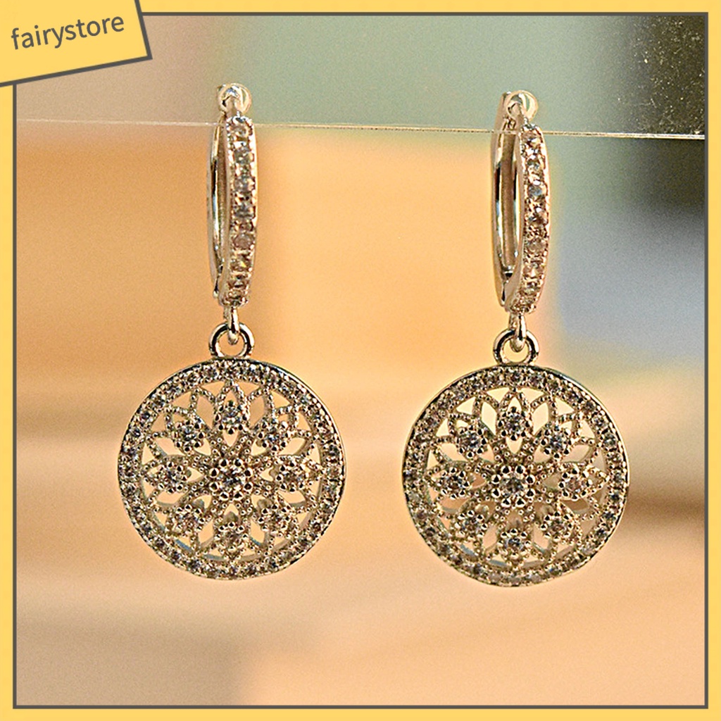 1 Đôi Bông Tai Hình Dreamcatcher Đính Đá Lấp Lánh Dành Cho Nữ