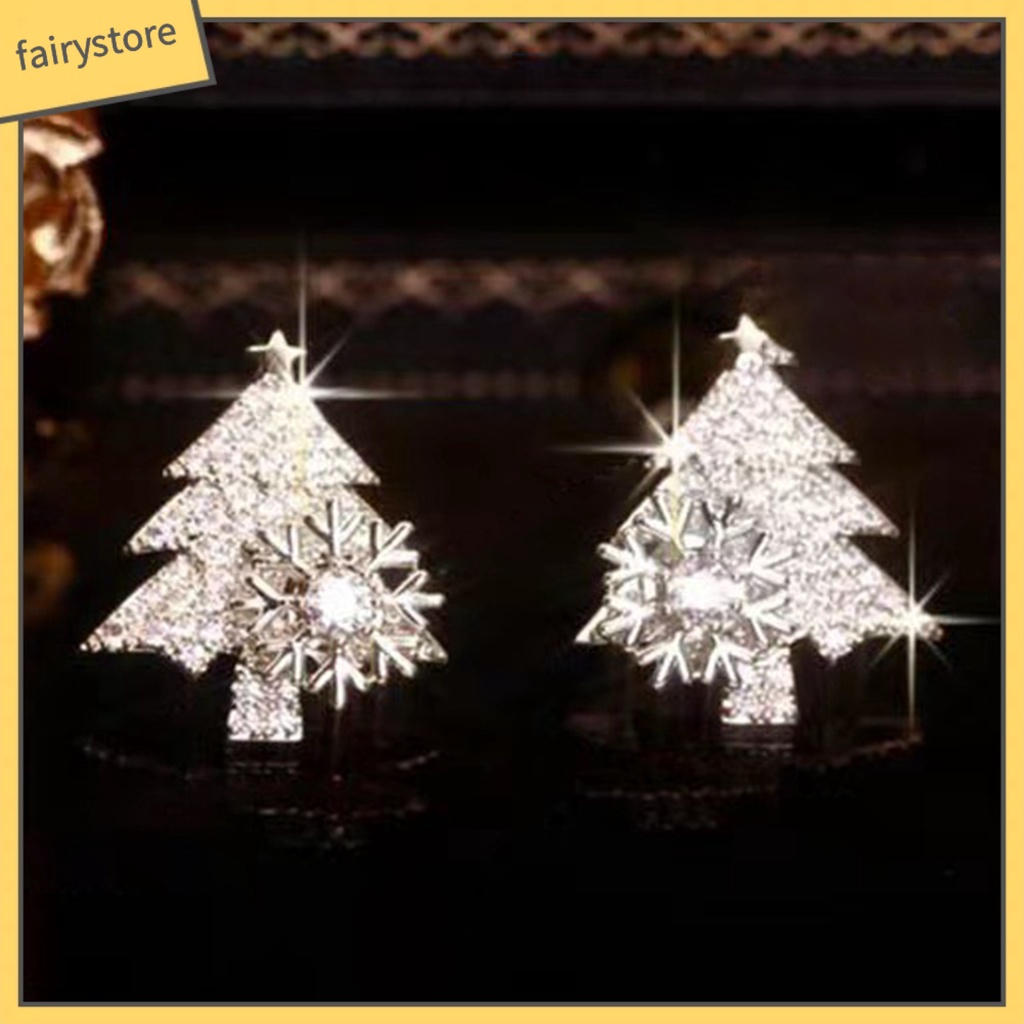 1 Đôi Bông Tai Hình Hoa Tuyết Đính Đá Lấp Lánh Dành Cho Nữ