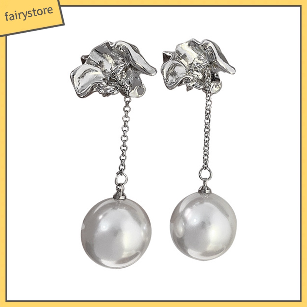 1 Đôi Bông Tai Kim Loại Tua Rua Đính Ngọc Trai Nhân Tạo Phong Cách Retro