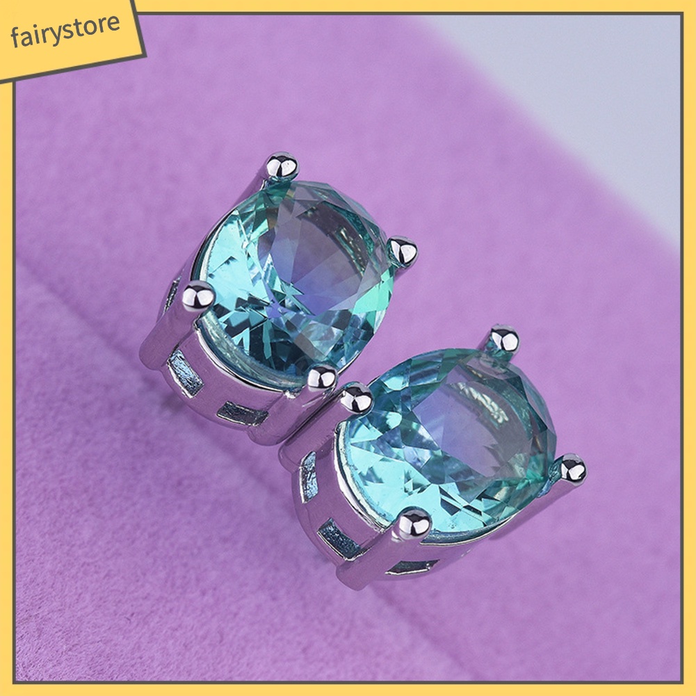 Bông Tai Đính Đá Giả Hình Oval Thời Trang Dành Cho Nữ