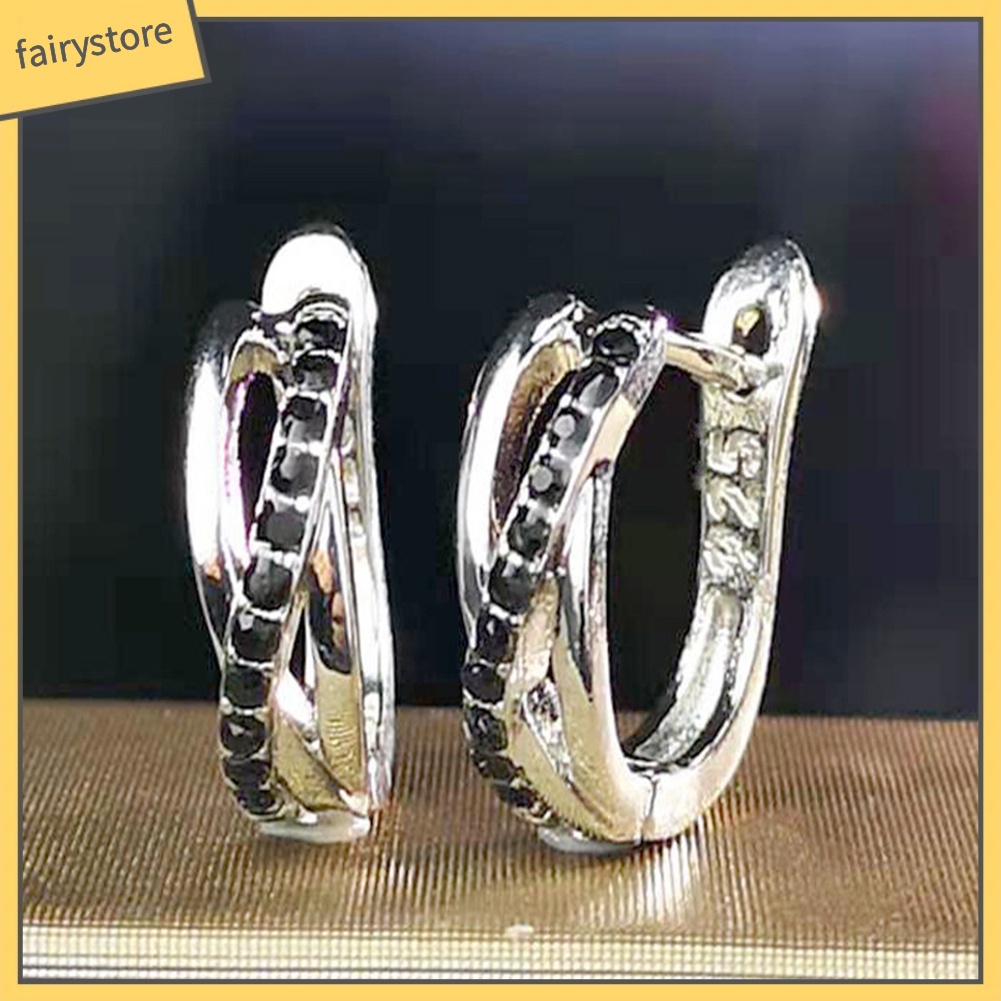 Bông Tai Hình Chữ Thập Đính Đá Thời Trang Dành Cho Nữ