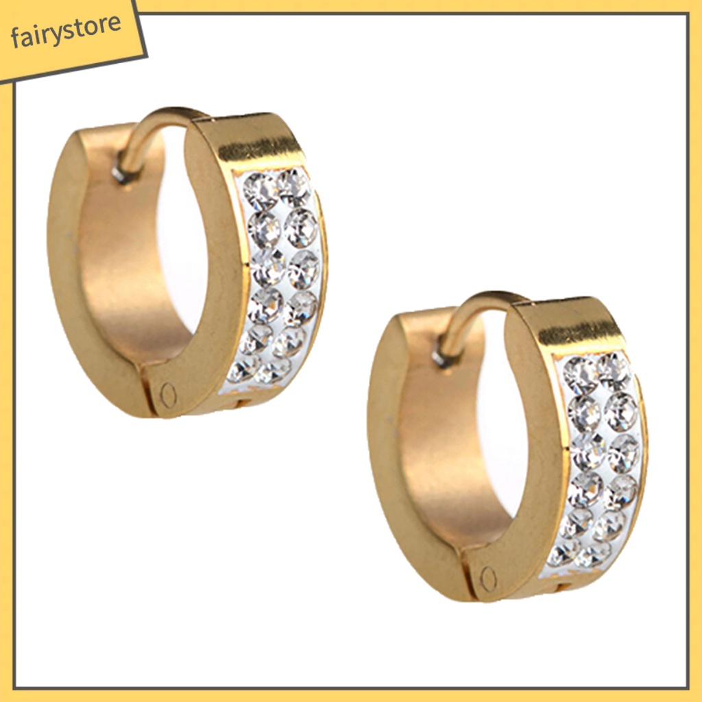 1 Đôi Khuyên Tai Tròn Nhỏ Bằng Thép Titan Phong Cách Punk Dành Cho Tiệc Tùng