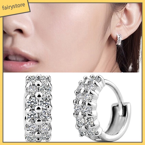 Bông Tai Tròn Đính Đá Hai Hàng Thời Trang