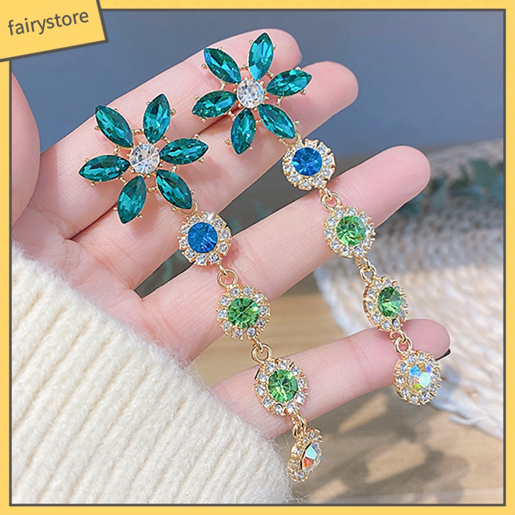 1 Đôi Bông Tai Hình Hoa Đính Đá Lấp Lánh Dành Cho Nữ