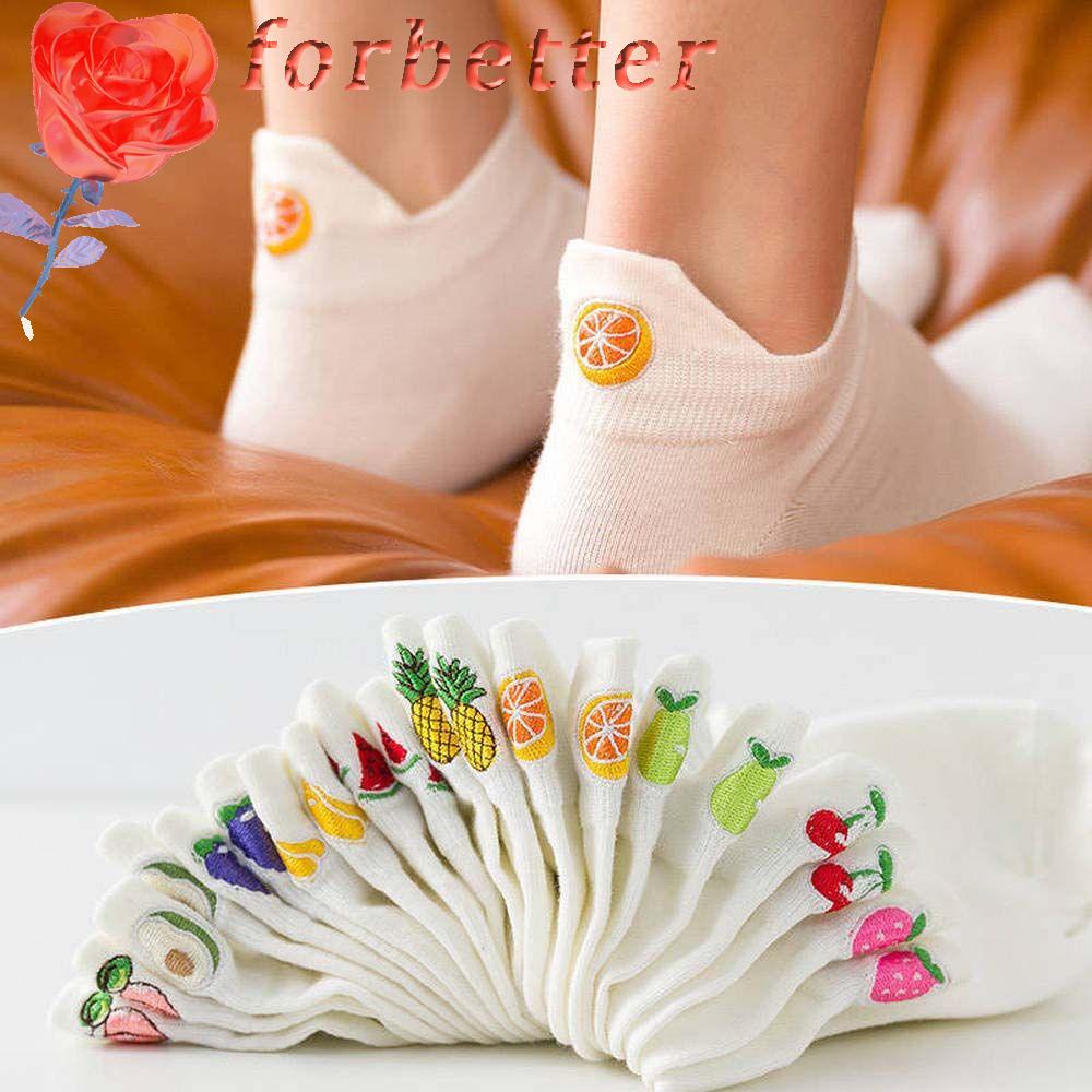 Vớ Thể Thao Cổ Thấp Thoáng Khí In Họa Tiết Trái Cây Thời Trang Mùa Hè Cho Nữ
