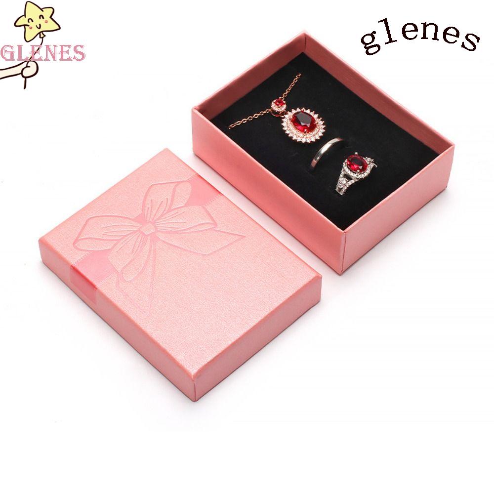 Hộp Giấy Đựng Trang Sức Hình Vuông Đính Nơ Xinh Xắn