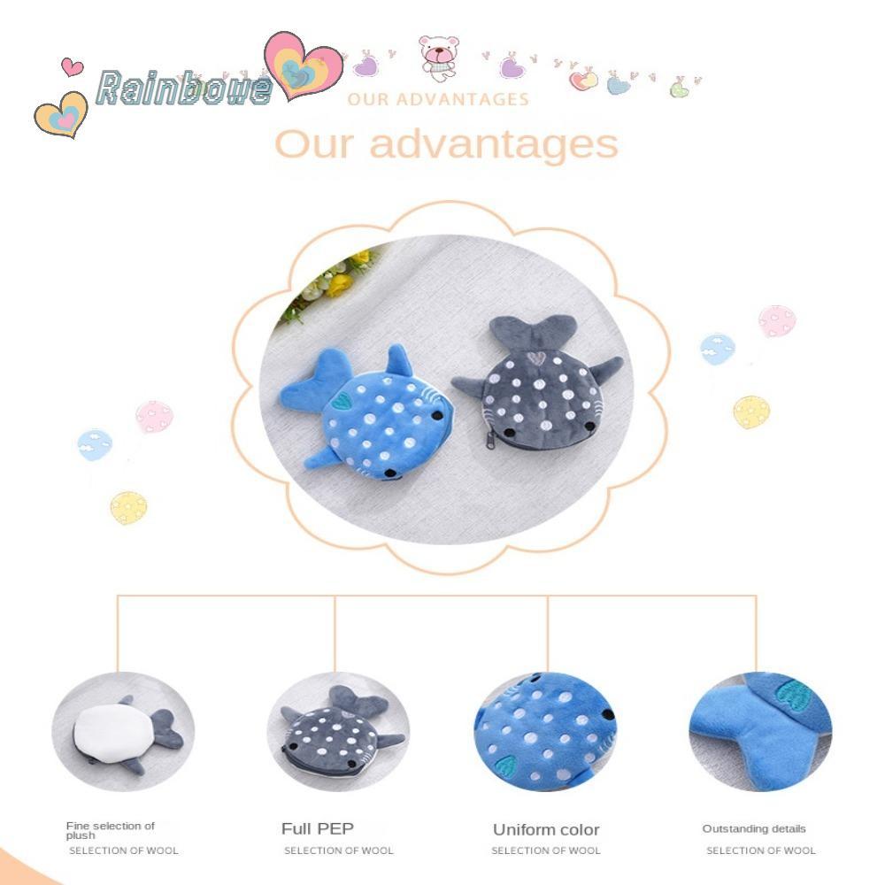 Ví Đựng Tiền Xu Hình Cá Mập Bằng Lông Nhung Màu Cầu Vồng Dễ Thương Cho Bé