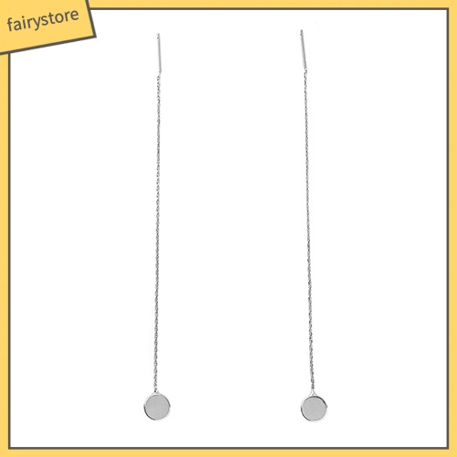 Bông Tai Dạng Xích Dài Mặt Tròn Đơn Giản Thời Trang Cho Nữ