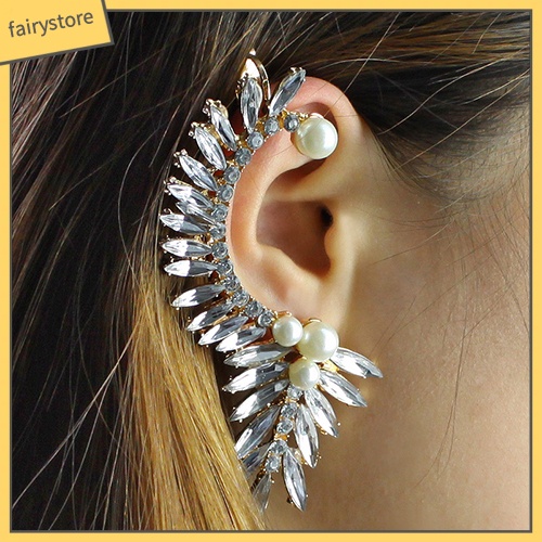 Khuyên Vành Tai Đính Đá Và Ngọc Trai Giả Thời Trang Thanh Lịch Dành Cho Nữ