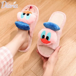 Dép Đi Trong Nhà Chất Liệu cotton Lanh Mềm Mại Họa Tiết Hoạt Hình Xinh Xắn