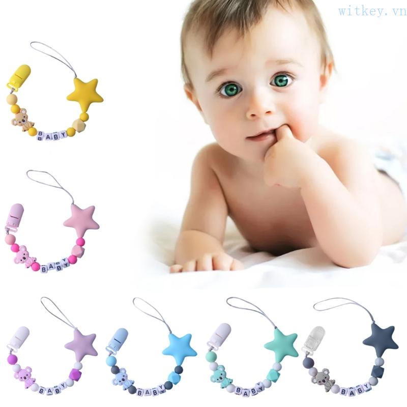 Núm Vú Giả Xỏ Hạt Silicon Hình Ngôi Sao Dễ Thương Có Kẹp Cho Bé Trai / Gái