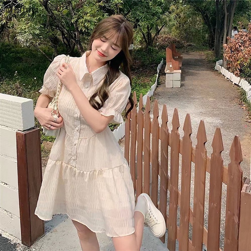Đầm Mini Dáng Chữ A Tay Ngắn Thời Trang Mùa Hè Cho Nữ