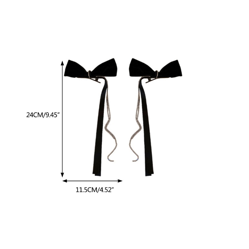 Set 2 Kẹp Tóc Đính Nơ Tua Rua Xinh Xắn Cho Nữ