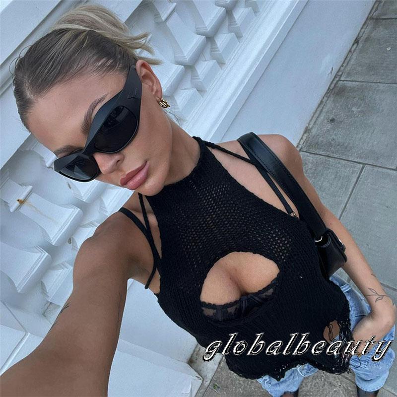 Áo Hai Dây Dệt Kim Hở Lưng Thời Trang Mùa Hè Cho Nữ