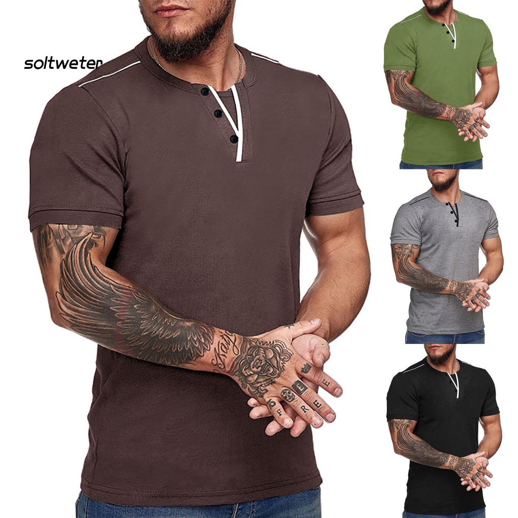 Áo Thun Tay Ngắn Cổ Chữ V Giả Nhiều Màu Sắc Đơn Giản Thời Trang Cho Nam