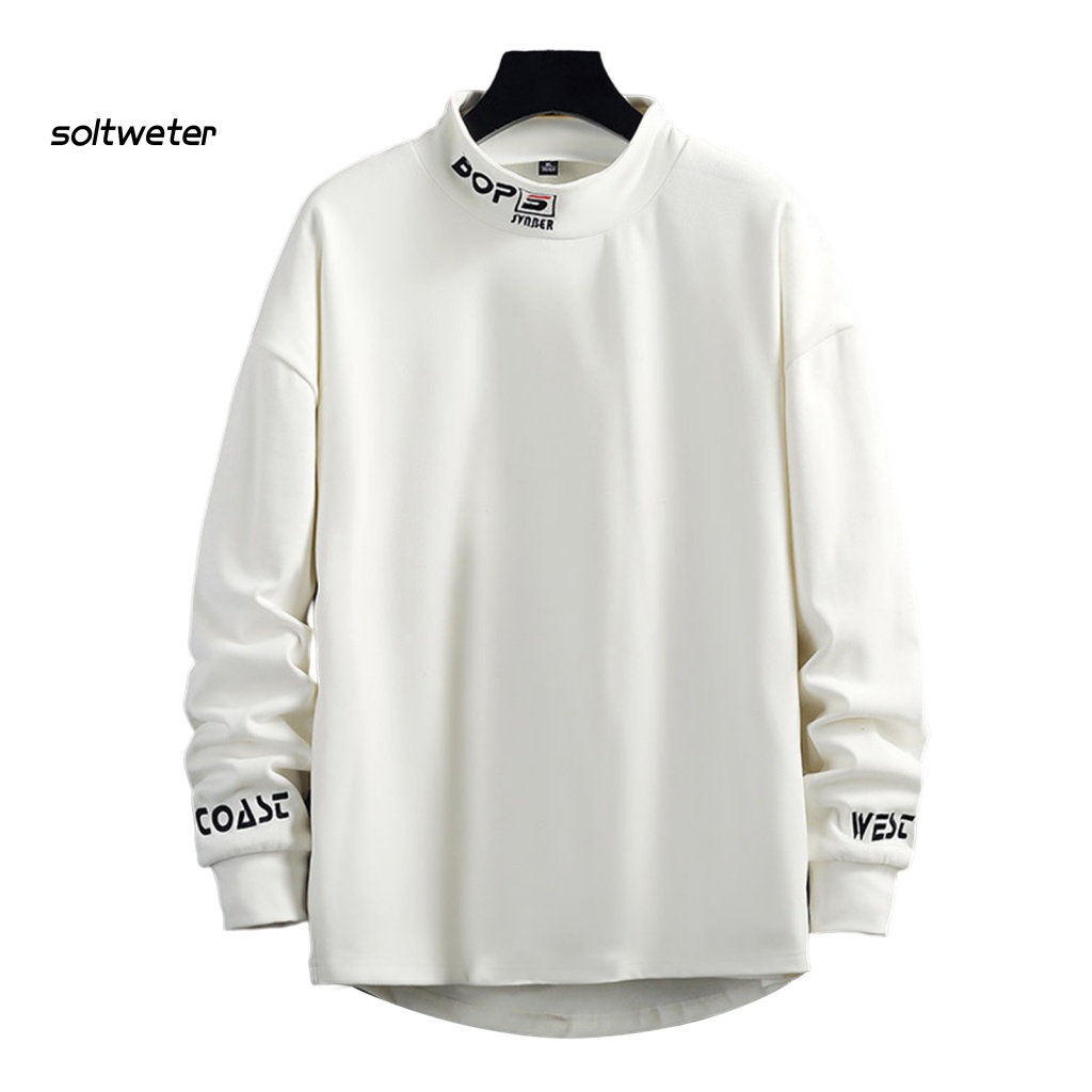 Áo Sweater Cổ Cao Tay Lỡ Dáng Rộng Co Giãn Thêu Chữ Thời Trang Mùa Xuân Cho Nam